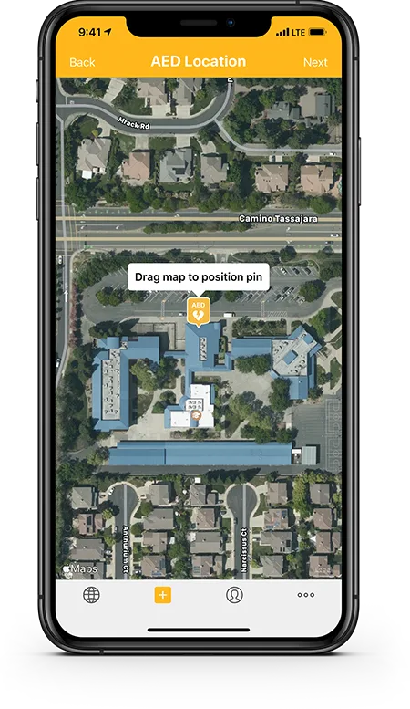 Accurately specifying an AED location for use in the PulsePoint Registry.